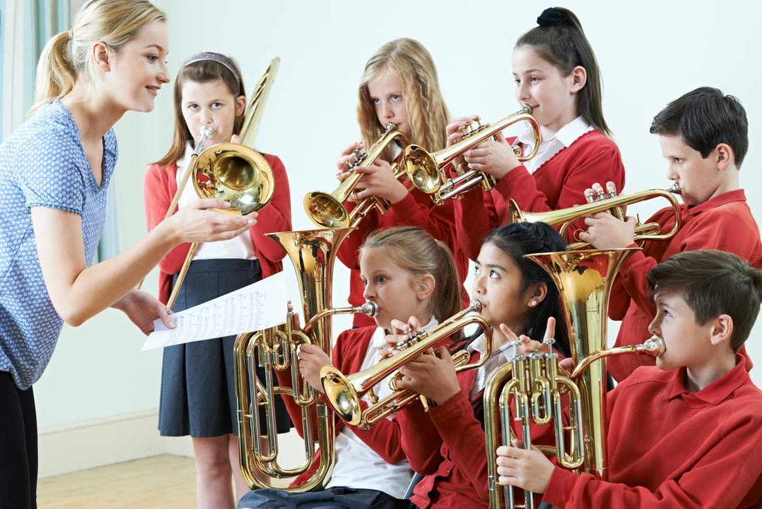 Band kids with teacher