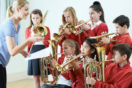 Band kids with teacher