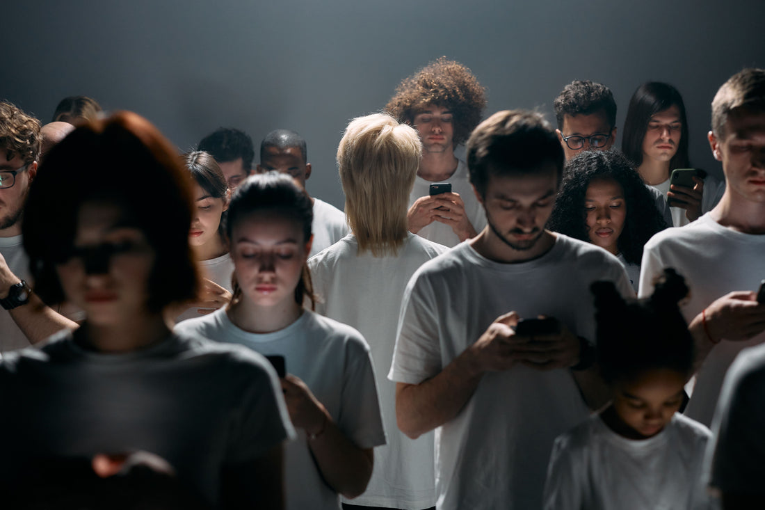 Group of teens on their phones