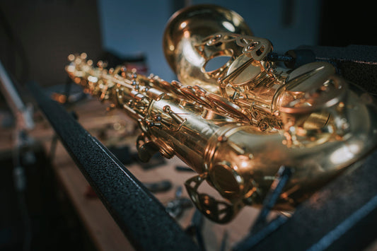 saxophone being repaired