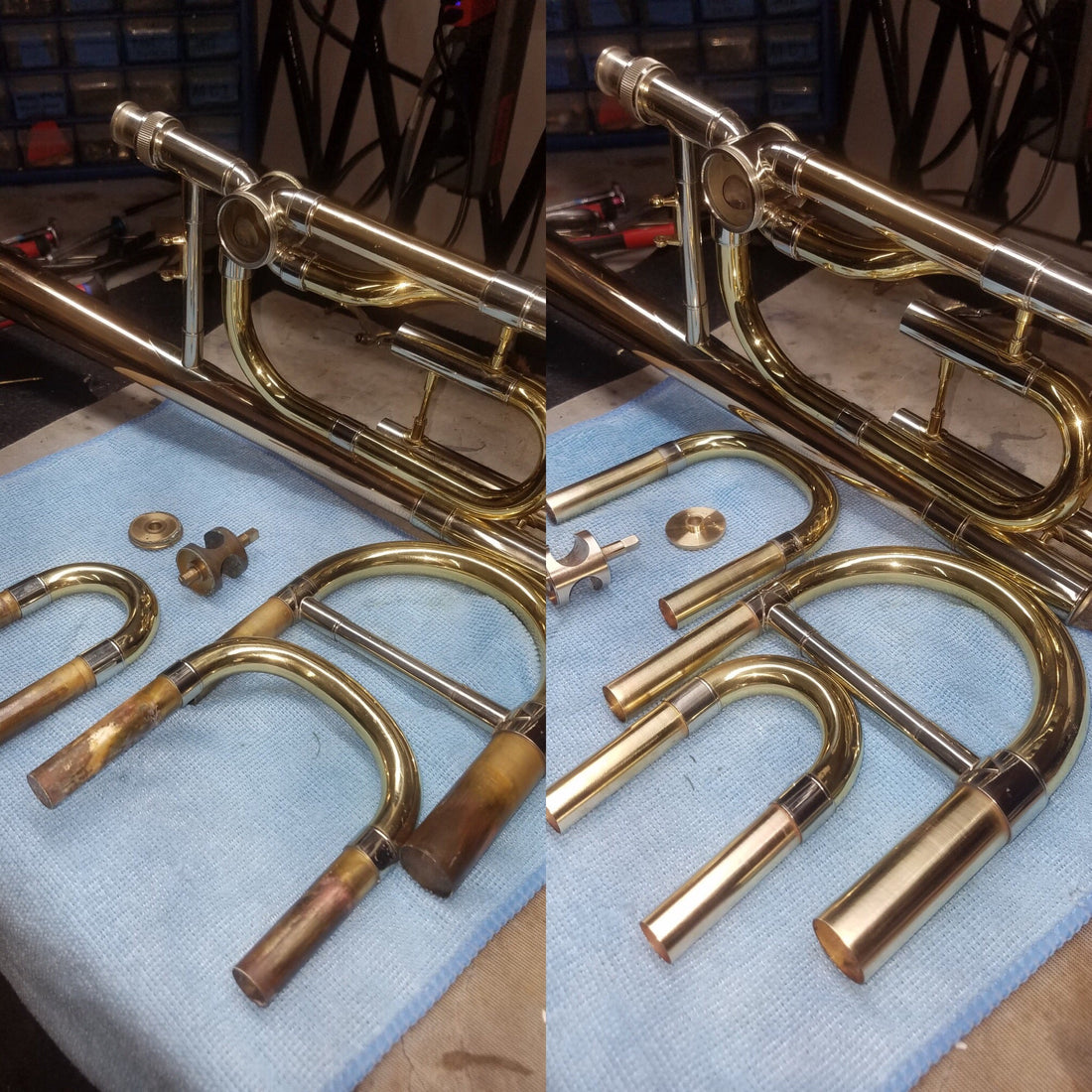 Trumpet before and after cleaning
