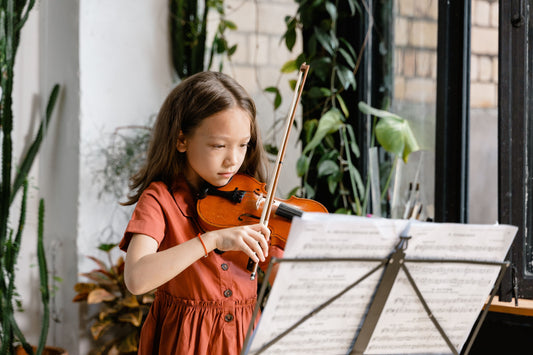 Violin Girl playing with sheet music