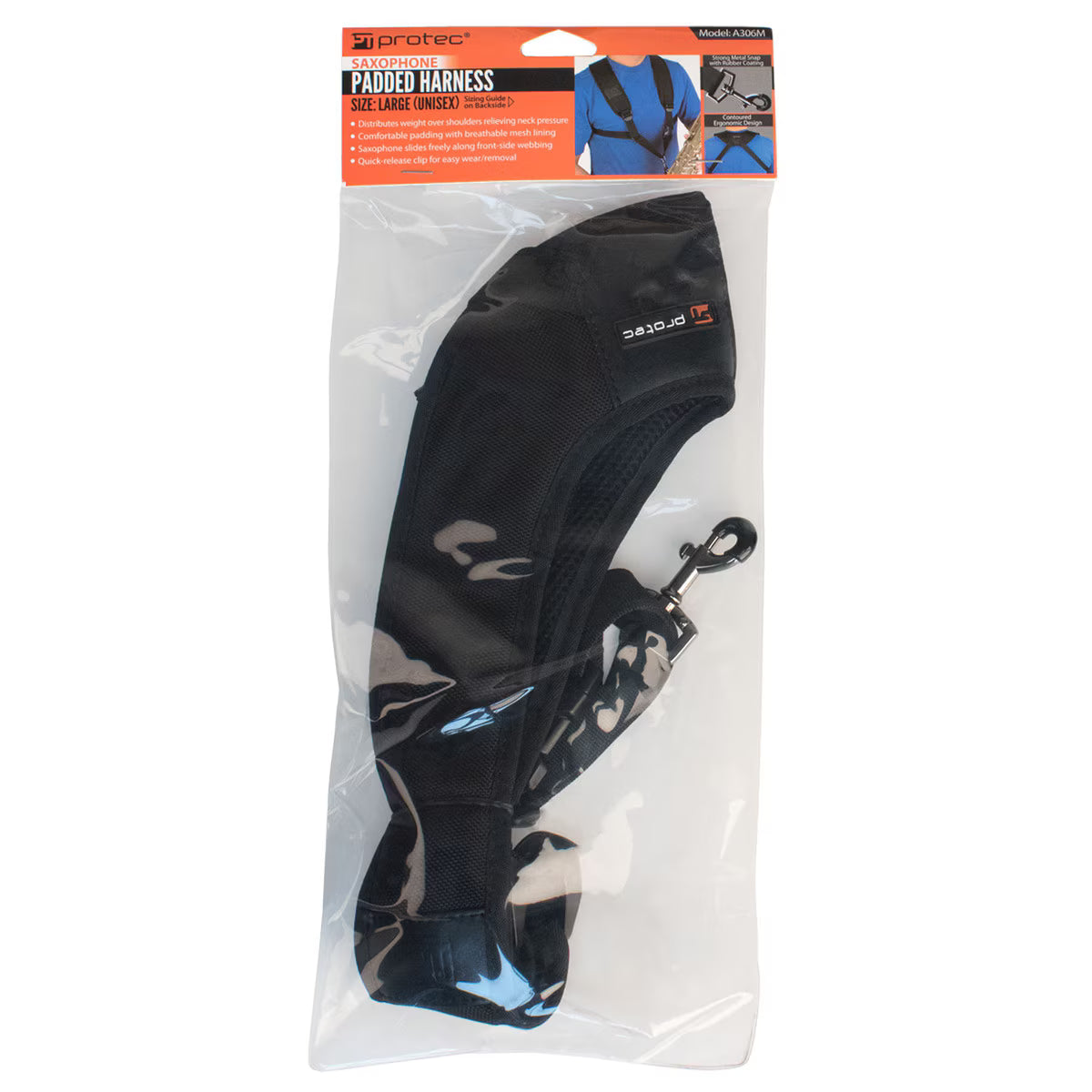 Saxophone Harness - Deluxe Padded, Metal Snap, Size Larger