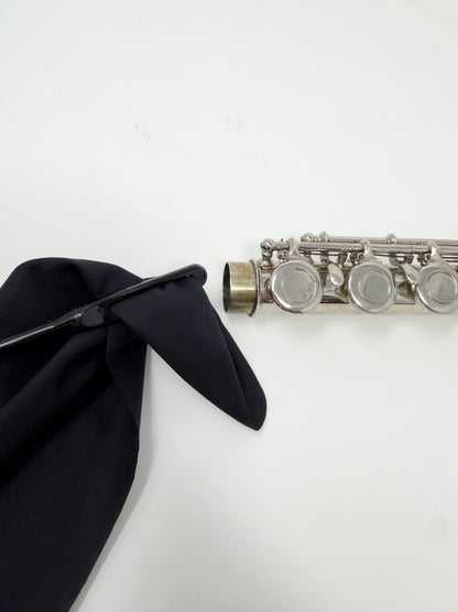 Flute cleaning rod with polishing cloth