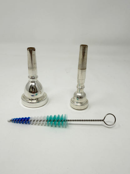 Conical brush for cleaning trombone and trumpet mouthpieces