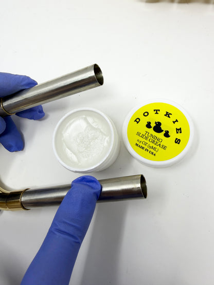 Dotkies tuning slide grease applied to a trumpet