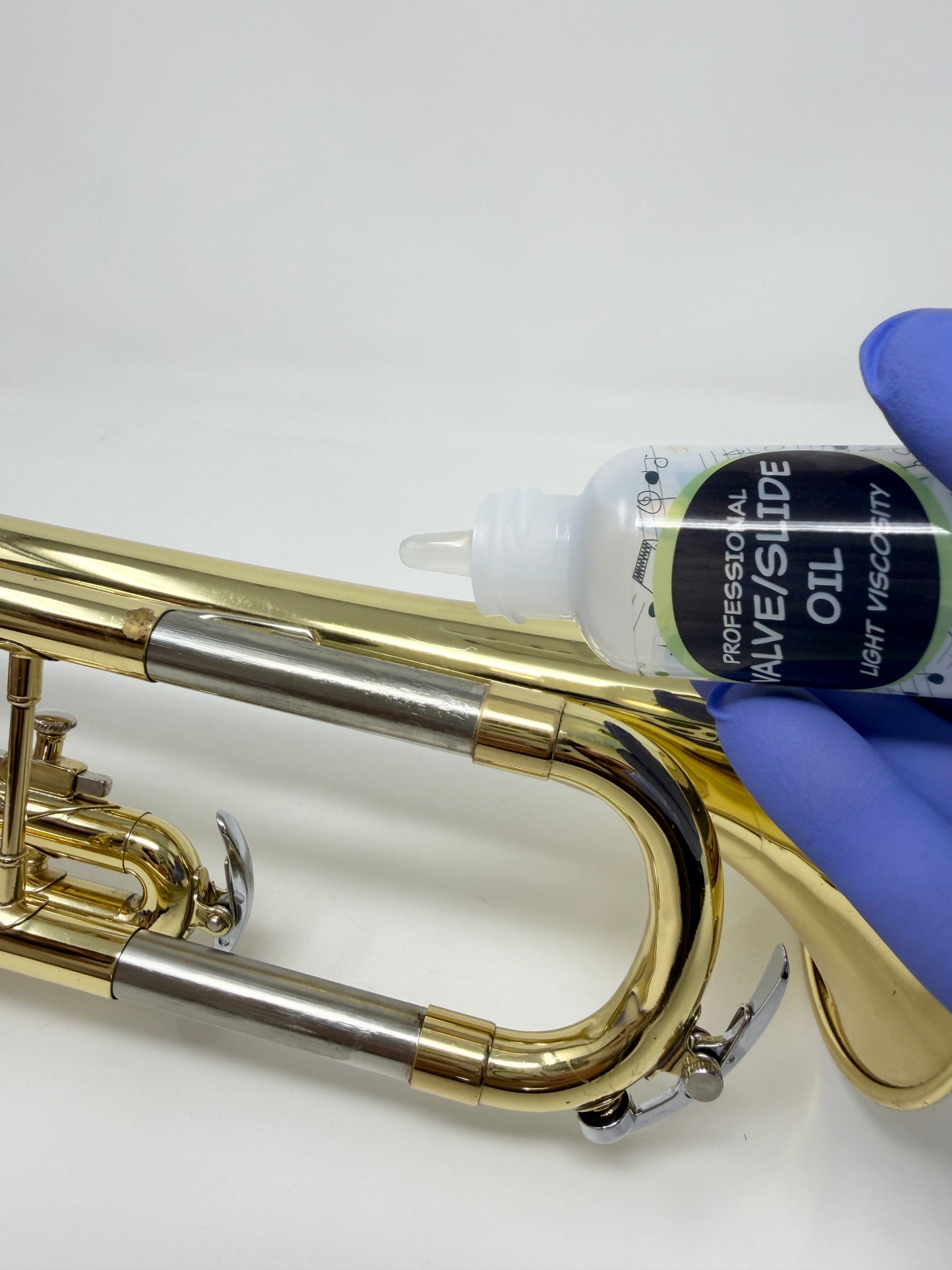 Trumpet valve and slide oil, alternate view